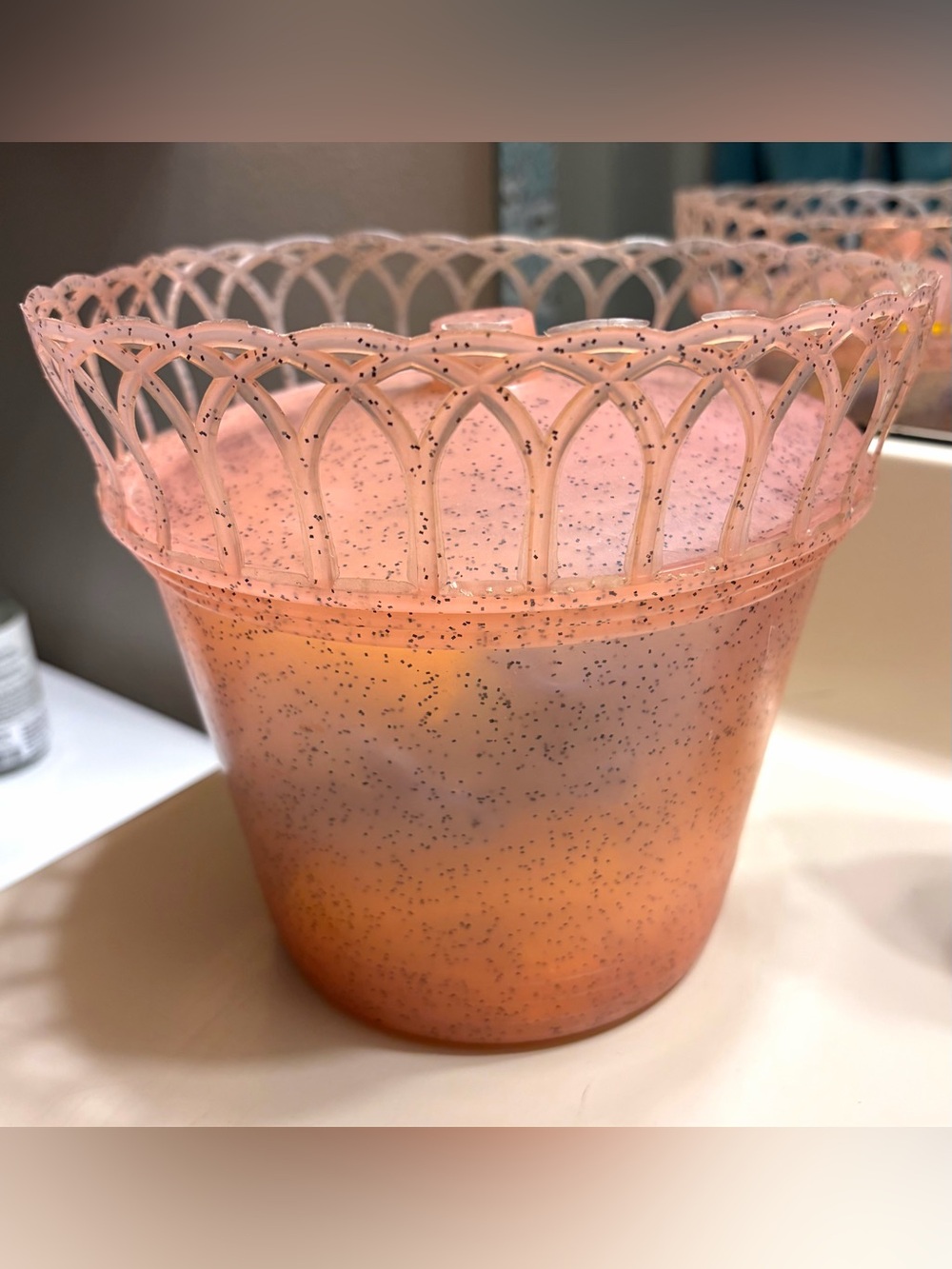 1950s Atomic Pink Gold Glitter ✨ “Curler Hamper” Hair Storage Bin W/ Lid